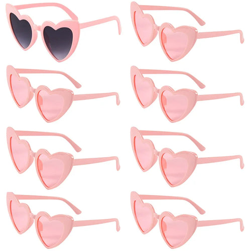 6/8Pcs Bachelorette Hen Party White Pink Sunglasses Heart Glasses