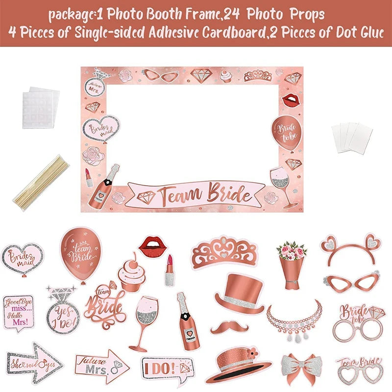 1Set Team Bride to be Photo Booth Props Paper Frame Bachelorette Party