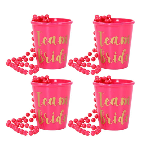 Team Bride Cups Bride To Be Plastic Shot Glasses Necklace Beads