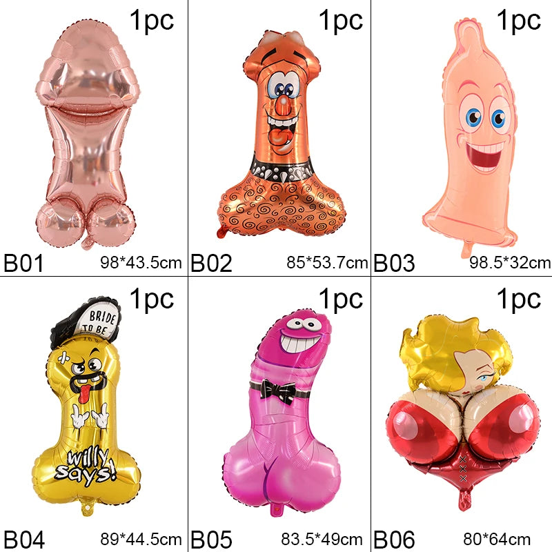 1pcs Inflatable Penis Foil Balloon Dick Shape Helium Ballons