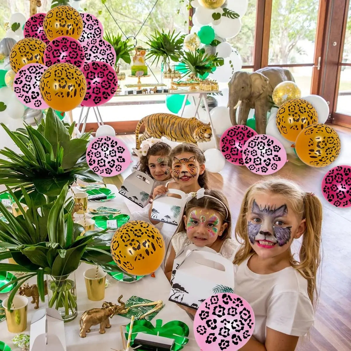 Funmemoir 36 Pieces Leopard Cheetah Spotted Print Balloons Wild Animal