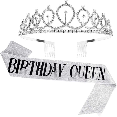 2pcs "Birthday Queen" Ribbon + Birthday crown tiara for Bachelorette