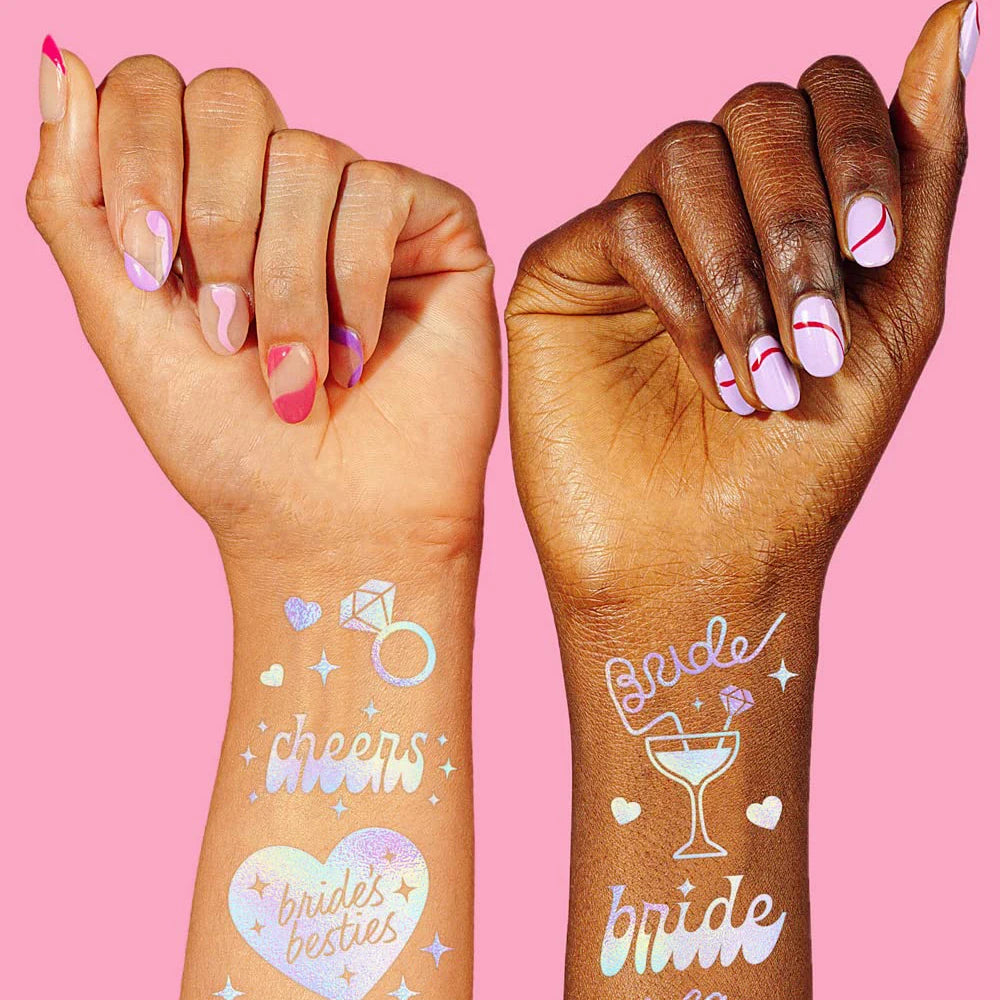 1 Sheet Cheers Bachelorette Temporary Tattoo Iridescent Styles