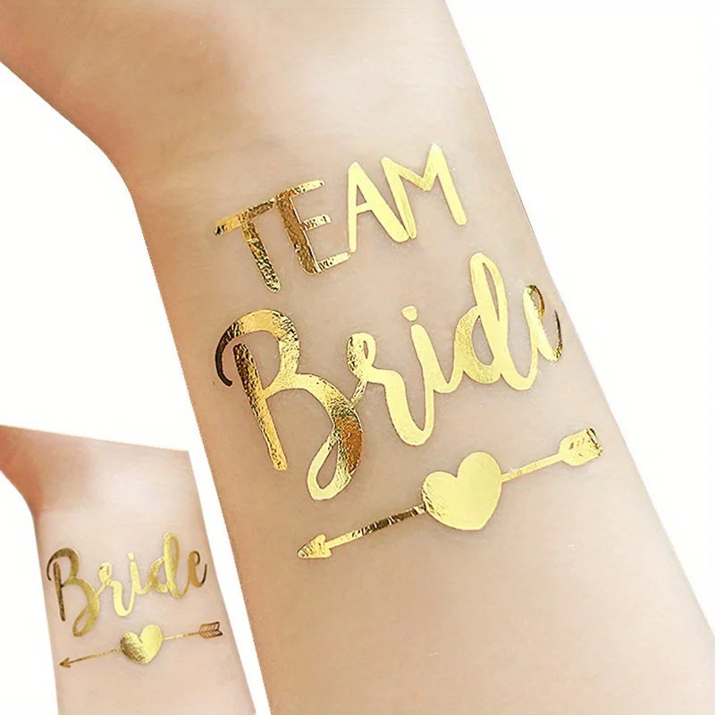 12pcs Combination Golden Team Bride Tattoo Sticker Bride To Be