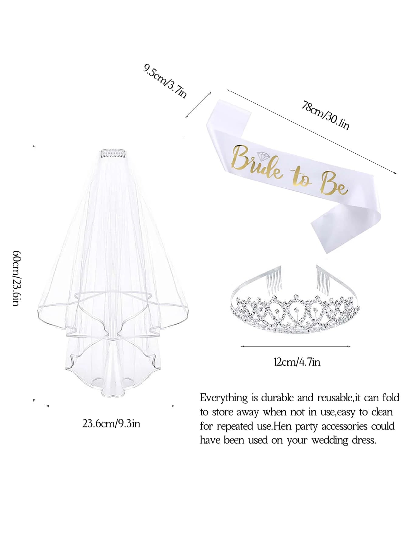 Hen Party Bride to Be Set Include Bride to Be Sash,Bridal Veil with