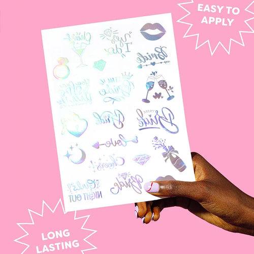 1 Sheet Cheers Bachelorette Temporary Tattoo Iridescent Styles