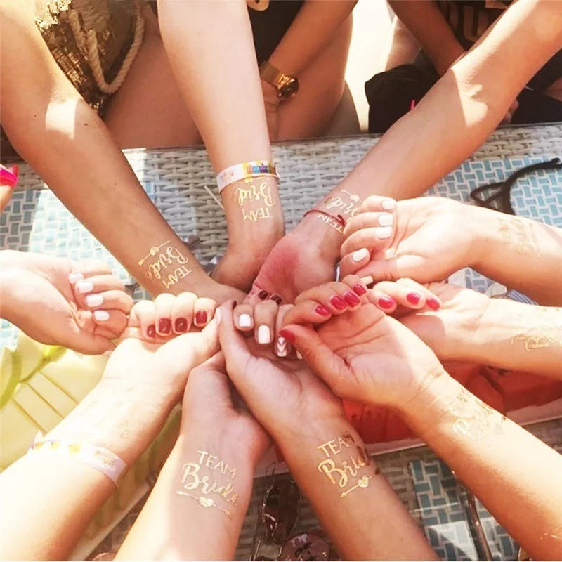 12pcs Combination Golden Team Bride Tattoo Sticker Bride To Be
