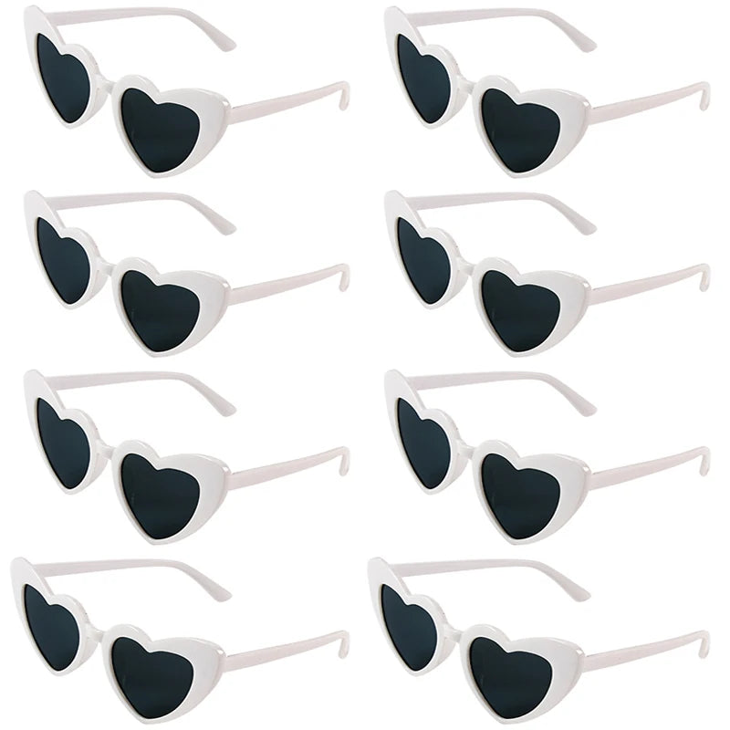 6/8Pcs Bachelorette Hen Party White Pink Sunglasses Heart Glasses