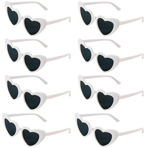 6/8Pcs Bachelorette Hen Party White Pink Sunglasses Heart Glasses