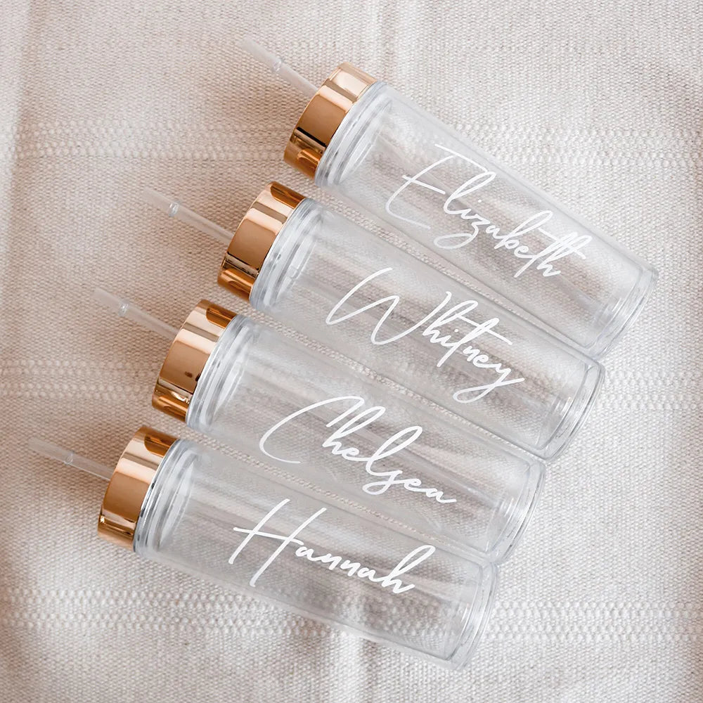 Personalized Bachelorette Party Tumblers With Straw 16oz Acrylic