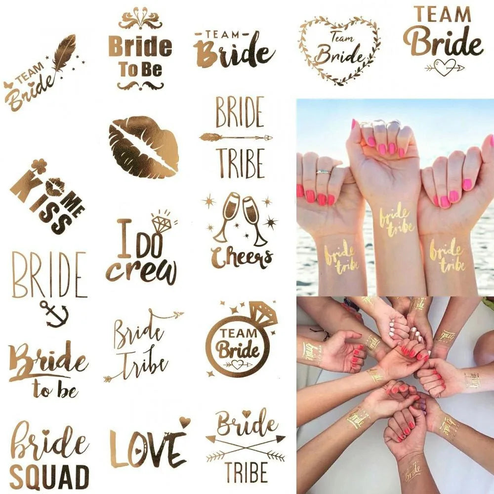 10Pcs Metallic Bride Tribe Tattoos Gold Bride Tattoos Bachelorette