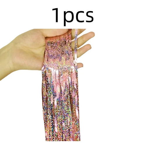 2Pack 2X1M Glitter Party Backdrop Metallic Foil Tinsel Fringe Curtain