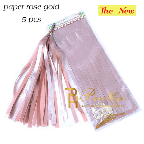 5pcs Wedding Decoration Rose Gold Tissue Paper Tassels Garland