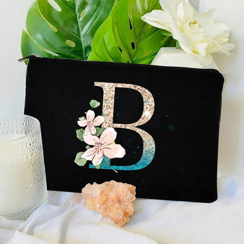 Gradient Initial Makeup Zipper Bags Fashion Travel Toilet Lipstick