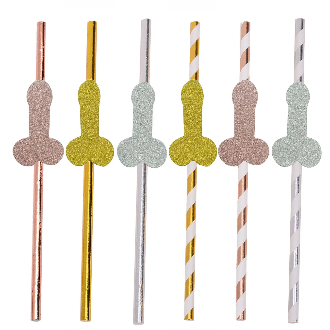 20pcs Bachelorette Party Penis Straws Paper Novelty Nude Dick Drink