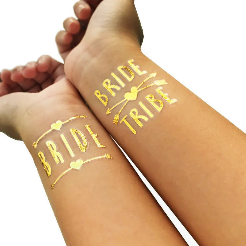 12pcs Combination Golden Team Bride Tattoo Sticker Bride To Be