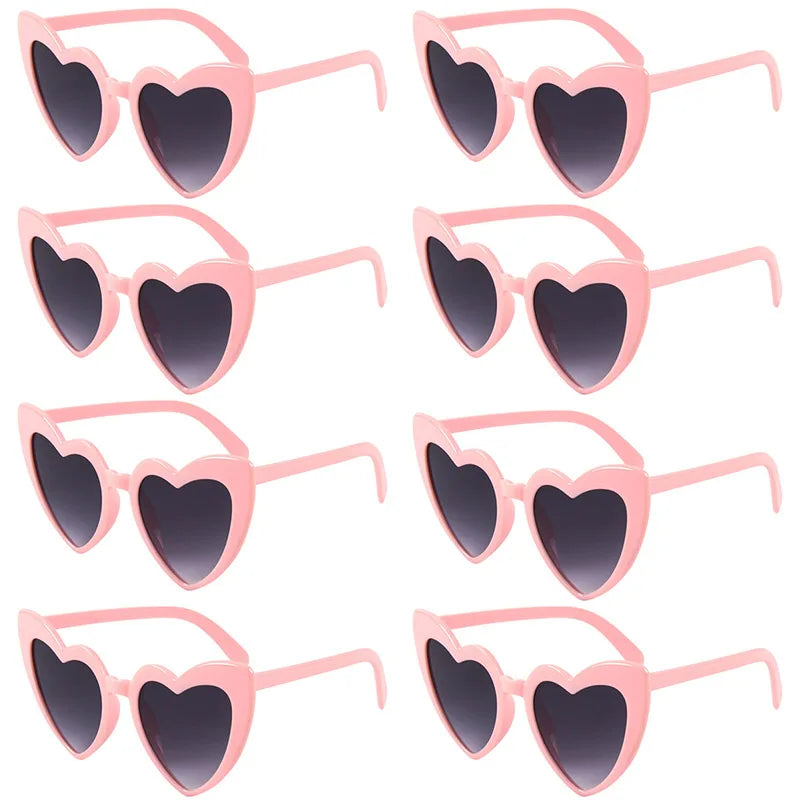 6/8Pcs Bachelorette Hen Party White Pink Sunglasses Heart Glasses