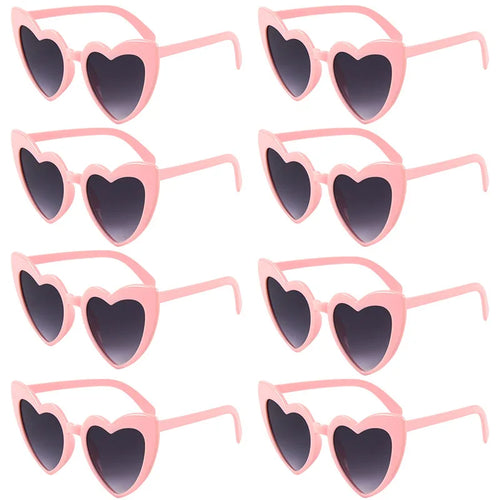 6/8Pcs Bachelorette Hen Party White Pink Sunglasses Heart Glasses