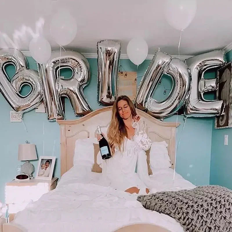 5pcs 16/32inch Rose Gold Silver Bride Letter Foil Balloons Wedding