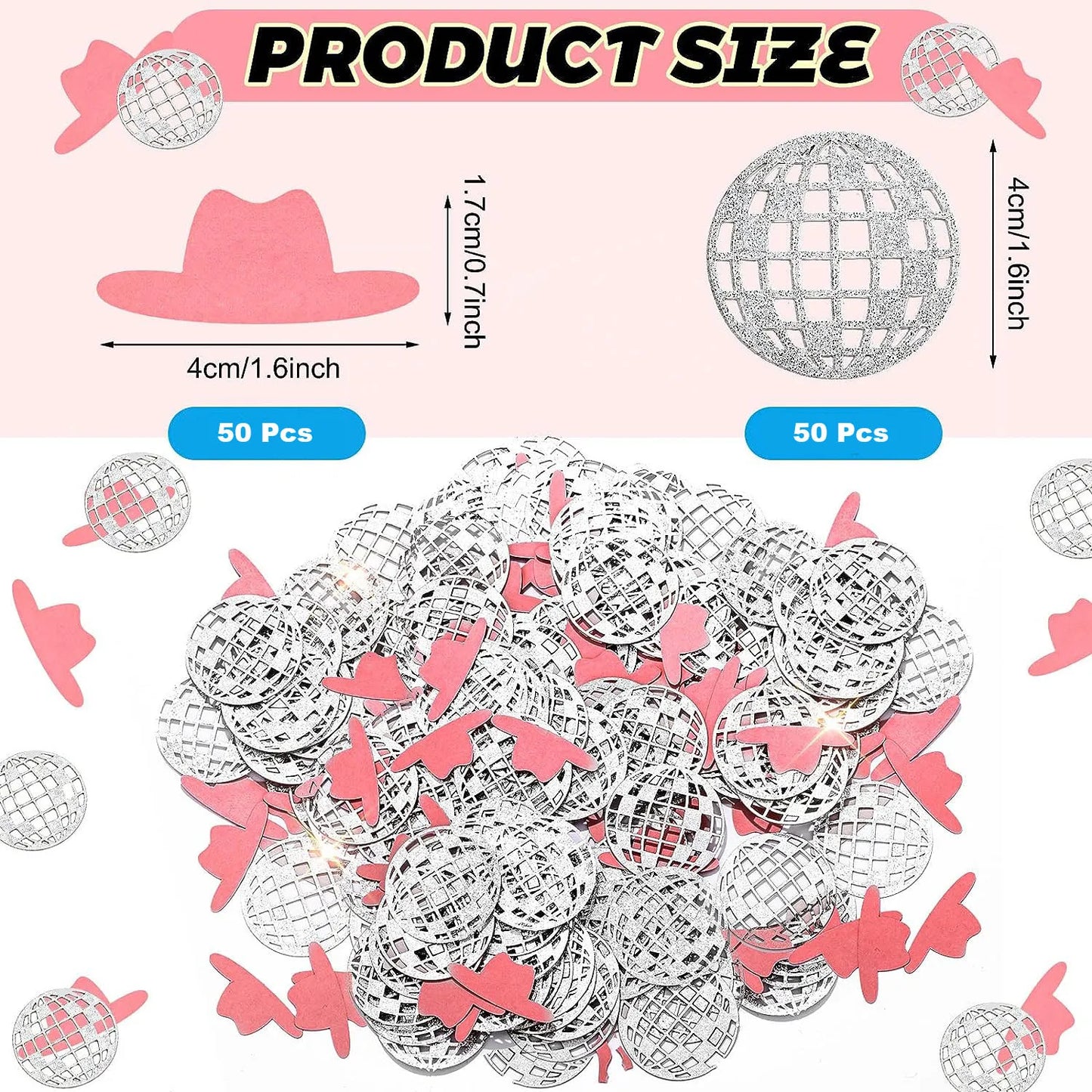 100 Pcs Cowgirl Party Confetti 70s 80s Disco Ball Cowgirl Party