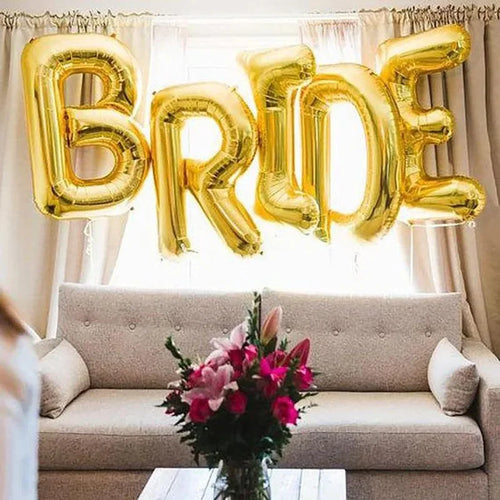 5pcs 16/32inch Rose Gold Silver Bride Letter Foil Balloons Wedding