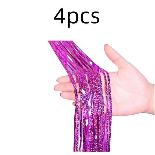 2Pack 2X1M Glitter Party Backdrop Metallic Foil Tinsel Fringe Curtain