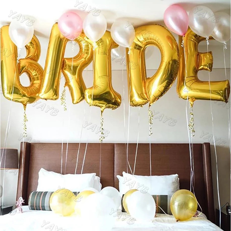 5Pcs Letter Bride Foil Balloons Set Confess Love Air Globos