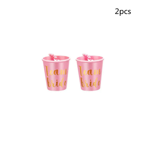 1Set Team Bride To Be Cup Plastic Shot Glasses Necklace Bachelorette