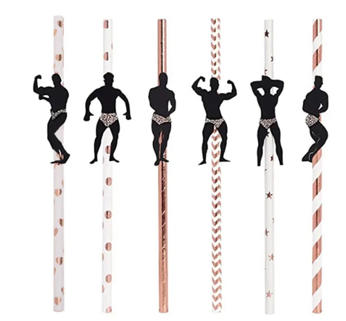 6Pcs Stripper Dancing Men Straws Bachelorette Party Decorations Straws