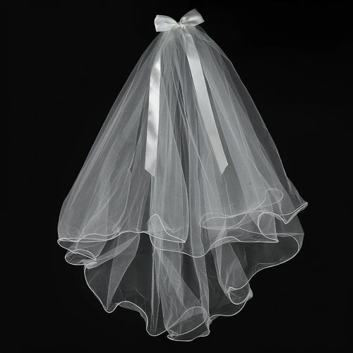 White Tulle Bow Veil Hairpin Pearls Wedding Bachelorette Hen Party