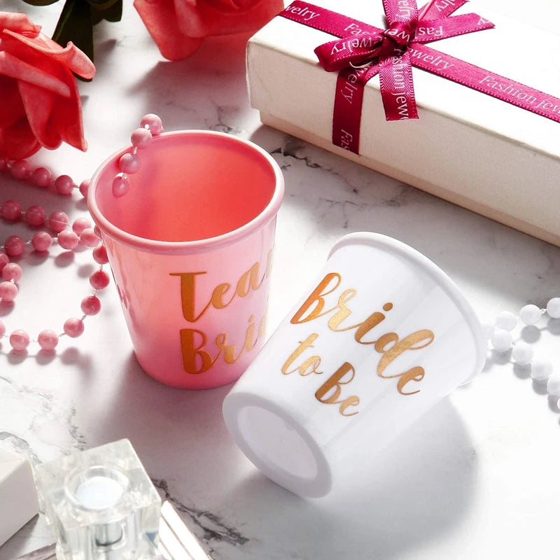 1Set Team Bride To Be Cup Plastic Shot Glasses Necklace Bachelorette