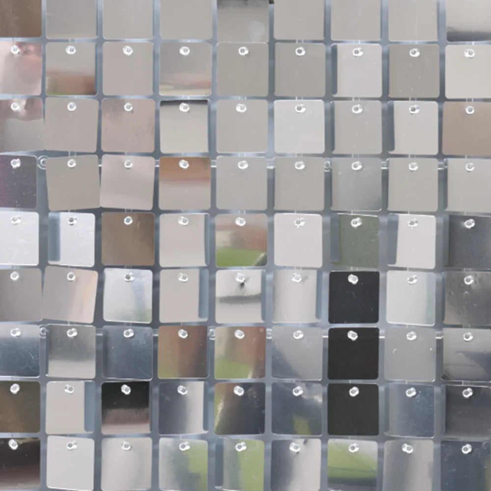 Silver Shimmer Wall Backdrop Panels 18 Panels Square Sequin Backdrop