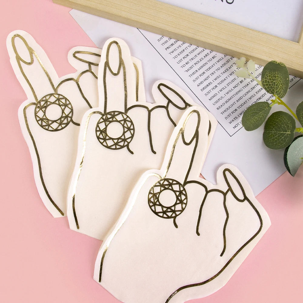 20pcs Dimond Ring Finger Napkins Bachelorette Party Paper Napkins