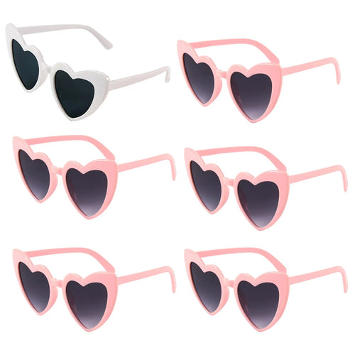6/8Pcs Bachelorette Hen Party White Pink Sunglasses Heart Glasses