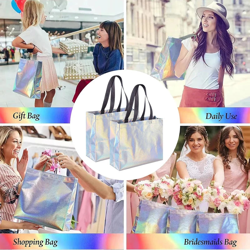 1/5/10Pcs Iridescent Gift Bags for Wedding Birthday Party Christmas