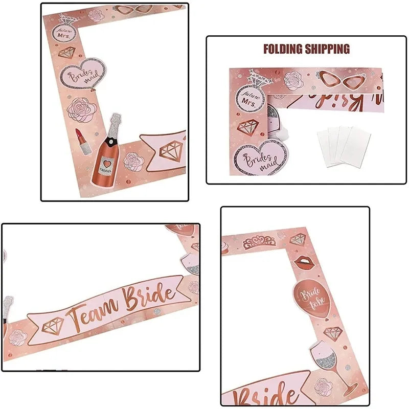 1Set Team Bride to be Photo Booth Props Paper Frame Bachelorette Party
