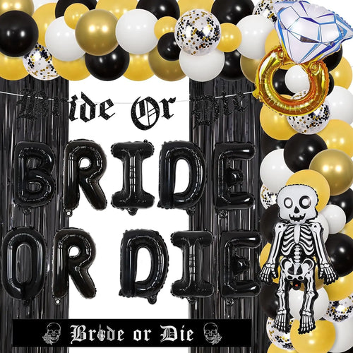 JOYMEMO Bride or Die Bachelorette Party Decorations Black Bride or Die