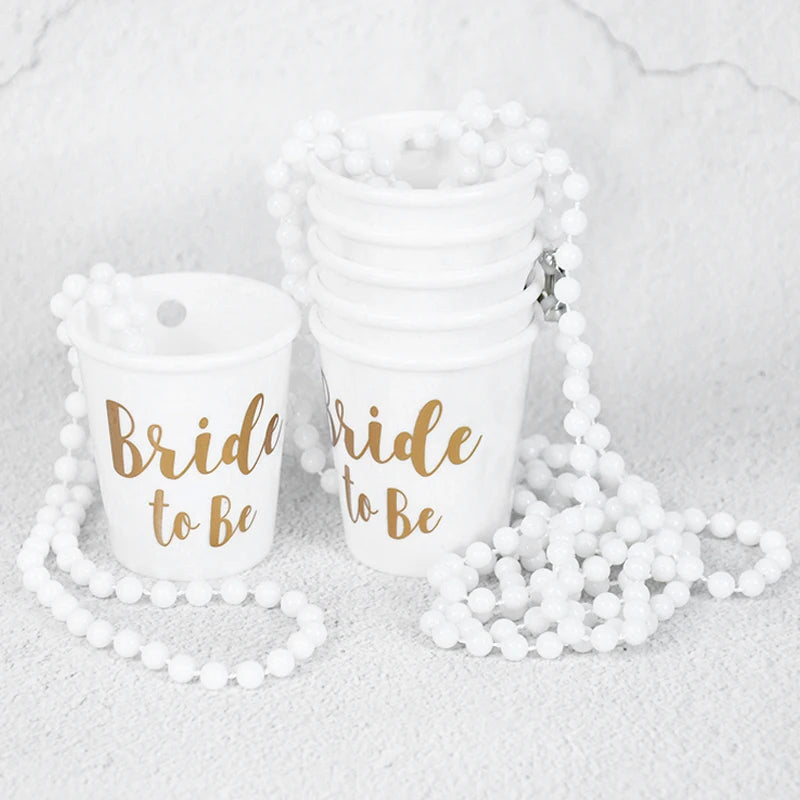 Team Bride Cups Bride To Be Plastic Shot Glasses Necklace Beads