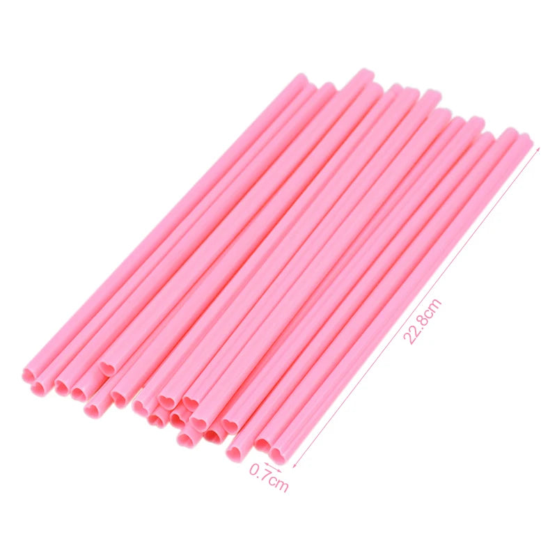 10/20pcs Pink Heart Disposable Drinking Straws Bridal Shower Wedding