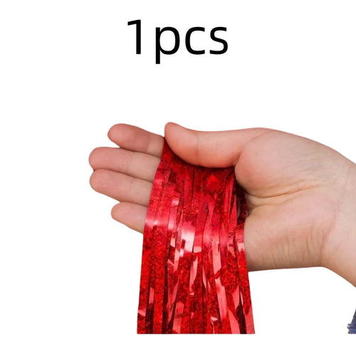 2Pack 2X1M Glitter Party Backdrop Metallic Foil Tinsel Fringe Curtain