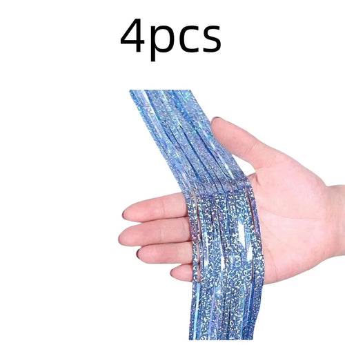 2Pack 2X1M Glitter Party Backdrop Metallic Foil Tinsel Fringe Curtain