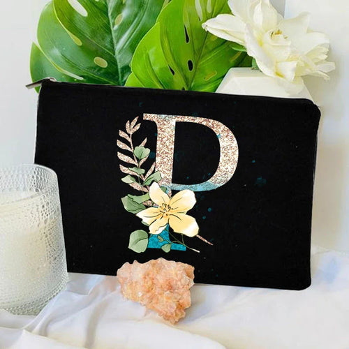 Gradient Initial Makeup Zipper Bags Fashion Travel Toilet Lipstick