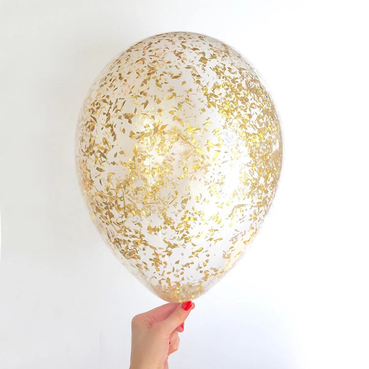 15pcs Metallic Confetti Latex Balloons Glitter Gold Rose Pink Silver