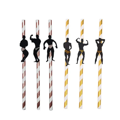 6Pcs Stripper Dancing Men Straws Bachelorette Party Decorations Straws