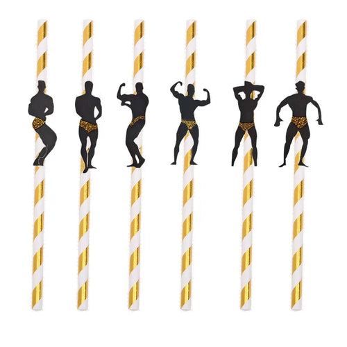 6Pcs Stripper Dancing Men Straws Bachelorette Party Decorations Straws