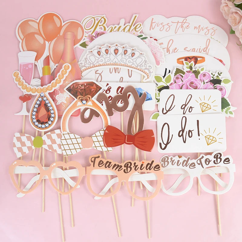 15/23pcs Wedding Photo Props Bride To Be Team Bride Diamond Ring