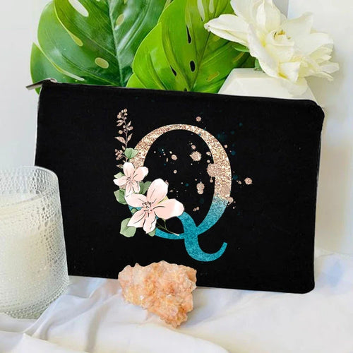 Gradient Initial Makeup Zipper Bags Fashion Travel Toilet Lipstick
