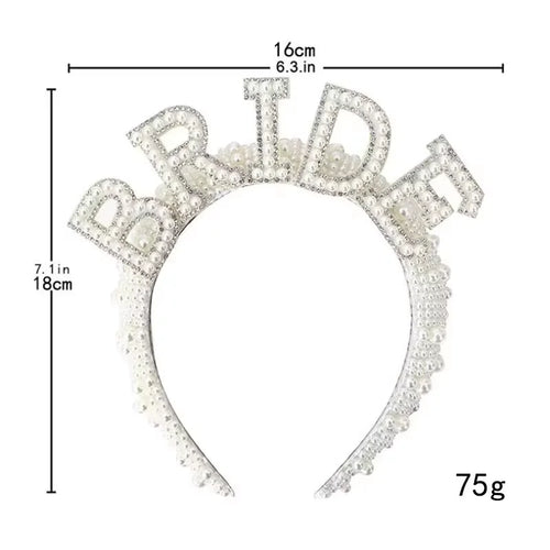 Bride to be Pearl crown Headband Bach Bachelorette hen Party Bridal
