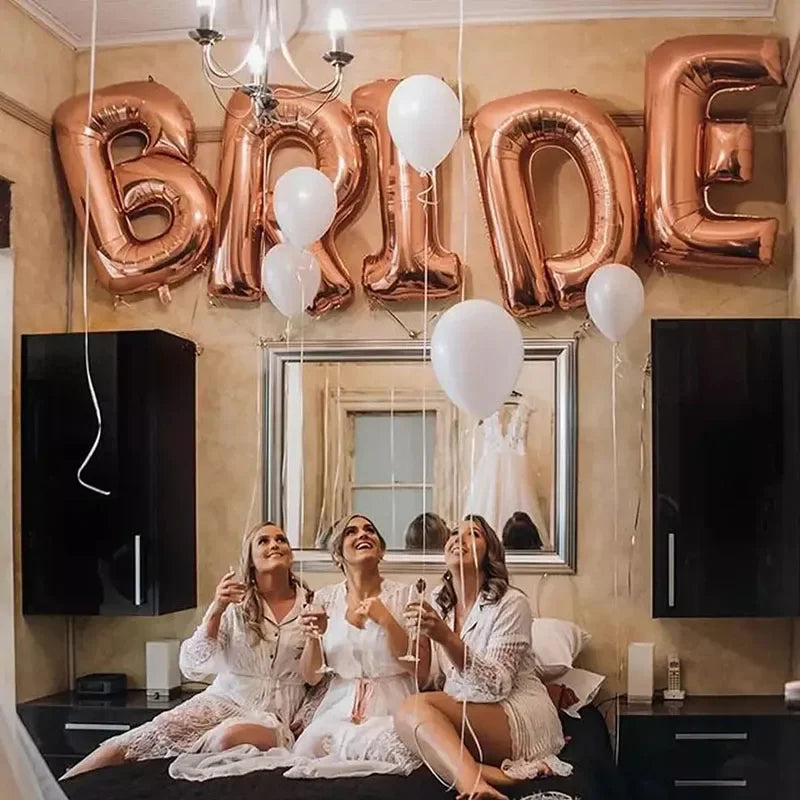 5pcs 16/32inch Rose Gold Silver Bride Letter Foil Balloons Wedding
