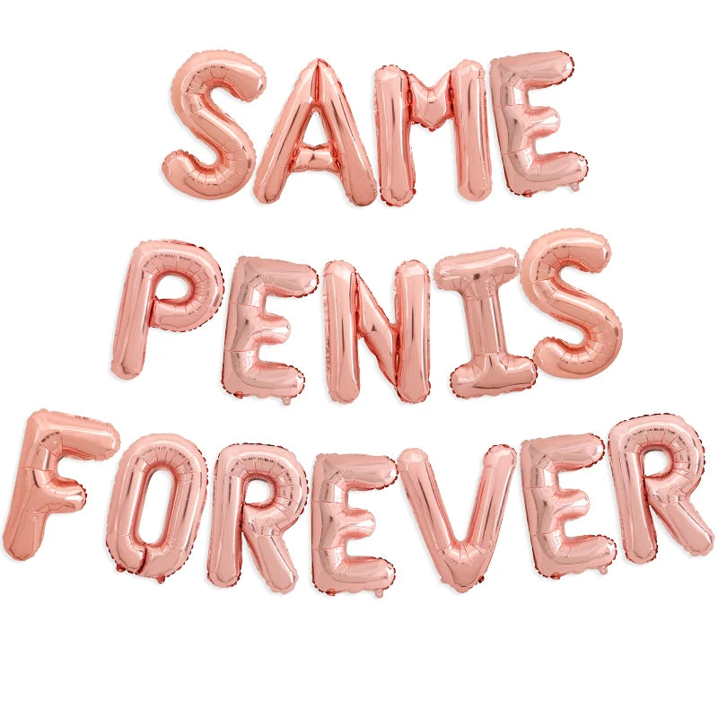 16pcs Same Penis Forever Foil Letter Balloons Bachelorette Hen Party